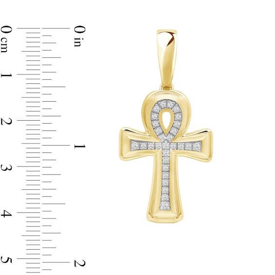 0.25 CT. T.W. Diamond Ankh Cross Necklace Charm in 10K Gold