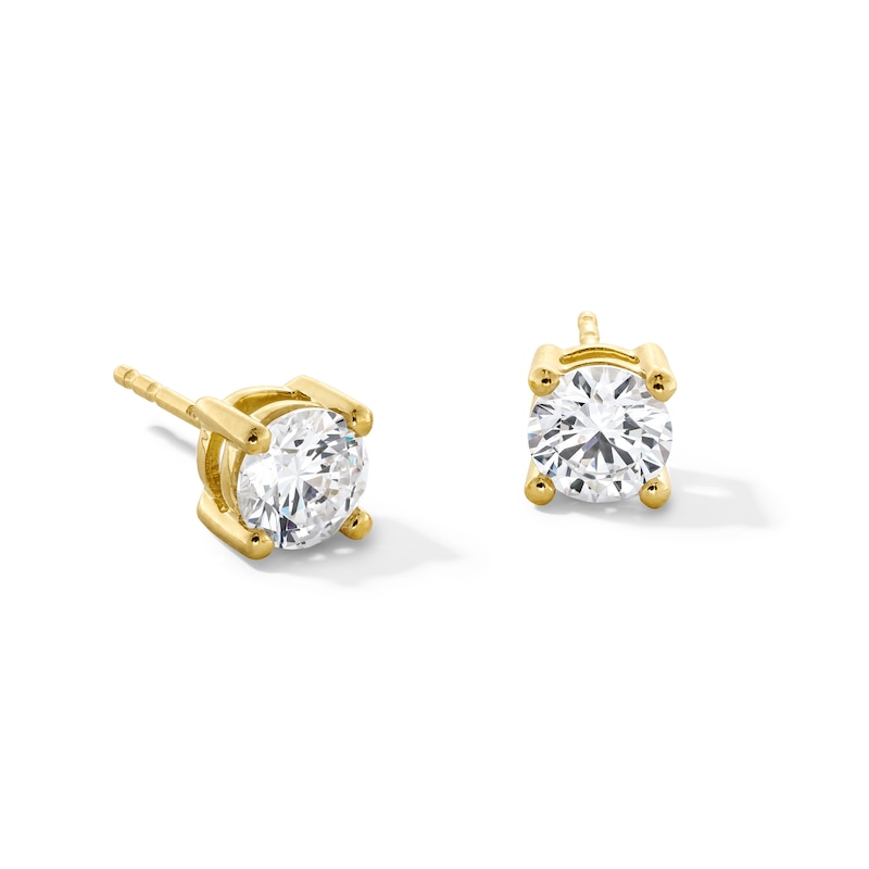 Main Image 1 of 1.50 CT. T.W. Certified Lab-Created Diamond Solitaire Stud Earrings in Sterling Silver with 10K Gold Plate (I/SI2)