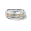 Thumbnail Image 1 of 0.085 CT. T.W. Diamond Double Row Cross Anniversary Band in 10K Two-Tone Gold