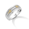 Thumbnail Image 3 of 0.085 CT. T.W. Diamond Double Row Cross Anniversary Band in 10K Two-Tone Gold