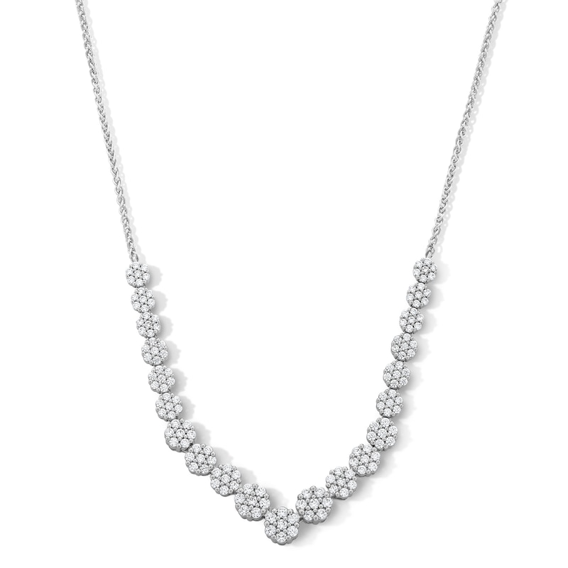 Main Image 1 of 2.00 CT. T.W. Multi-Diamond Graduated Line Necklace in 10K White Gold