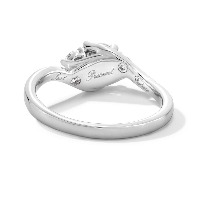 Main Image 3 of 0.75 CT. T.W. Diamond Past Present Future® Bypass Shank Engagement Ring in 14K White Gold