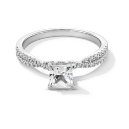 0.95 CT. T.W. Princess-Cut Diamond Crossover Shank Engagement Ring in 14K White Gold