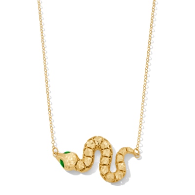 Diamond-Cut Snake Necklace in Semi-Solid 14K Gold