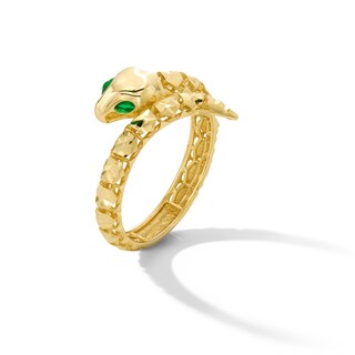 Diamond-Cut Snake Bypass Ring in Semi-Solid 14K Gold - Size 7