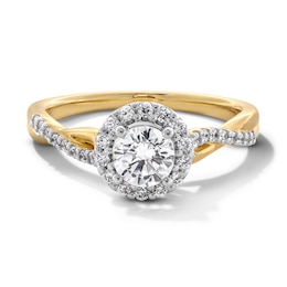 0.70 CT. T.W. Certified Lab-Created Diamond Frame Crossover Shank Engagement Ring in 14K Gold (F/VS2)