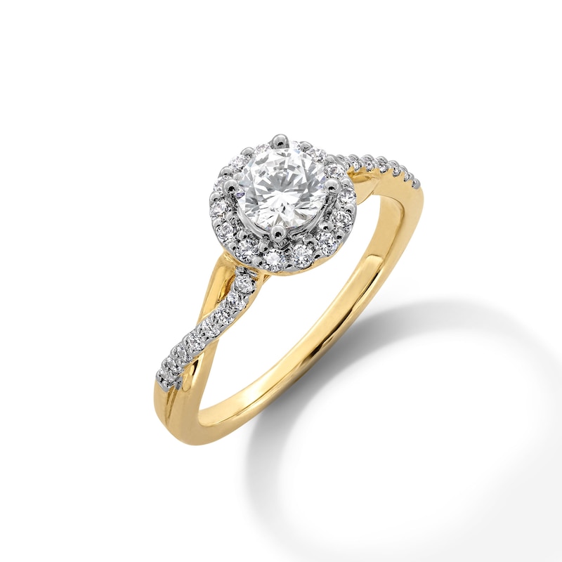 Main Image 3 of 0.70 CT. T.W. Certified Lab-Created Diamond Frame Crossover Shank Engagement Ring in 14K Gold (F/VS2)