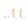 Thumbnail Image 1 of Child's Cubic Zirconia Solitaire Stud and Tube Hoop Earrings Set in 14K Gold