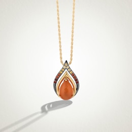 Limor Mindful Jewellery Elements Fire Orange Moonstone, Garnet and Citrine Double Flame Pendant in Sterling Silver