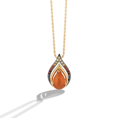 Limor Mindful Jewellery Elements Fire Orange Moonstone, Garnet and Citrine Double Flame Pendant in Sterling Silver