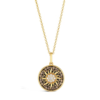 Le Vian® 0.69 CT. T.W. Chocolate Diamond® and Nude Diamond™ Sun Medallion Pendant in 14K Honey Gold™ - 19”