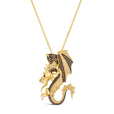 Le Vian® 1.58 CT. T.W. Chocolate Diamond® and Nude Diamond™ Dragon Pendant in 14K Honey Gold™ - 19”