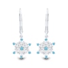 Swiss Blue Topaz and White Lab-Created Sapphire Snowflake Drop Pendant and Earrings Set in Sterling Silver