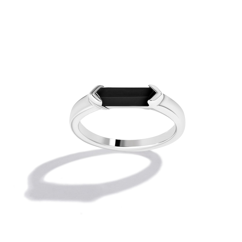 Main Image 1 of Limor Mindful Jewellery Guidestones Elongated Hexagon Onyx Sideways Solitaire Ring in 10K White Gold