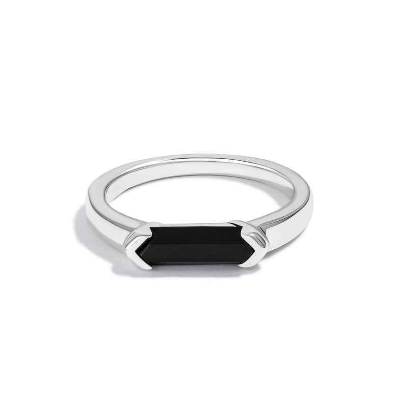 Main Image 2 of Limor Mindful Jewellery Guidestones Elongated Hexagon Onyx Sideways Solitaire Ring in 10K White Gold