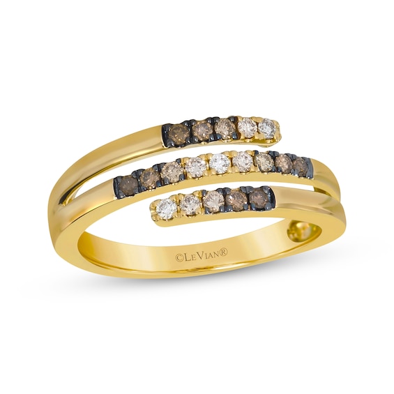 Le Vian® Good Karma 0.23 CT. T.W. Chocolate Ombré Diamond® and Vanilla Diamond® Bypass Ring in 14K Honey Gold™