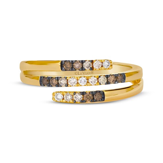 Le Vian® Good Karma 0.23 CT. T.W. Chocolate Ombré Diamond® and Vanilla Diamond® Bypass Ring in 14K Honey Gold™