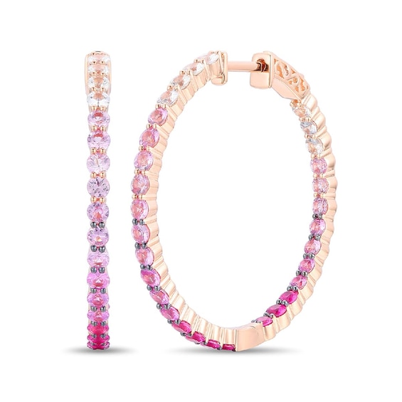 Le Vian® White and Pink Sapphire Ombré Inside-Out Hoop Earrings in 14K Strawberry Gold®