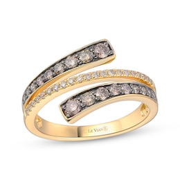 Le Vian® Good Karma 0.58 CT. T.W. Chocolate Diamond® and Nude Diamond™ Graduated Bypass Ring in 14K Honey Gold™