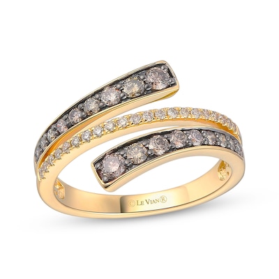 Le Vian® Good Karma 0.58 CT. T.W. Chocolate Diamond® and Nude Diamond™ Graduated Bypass Ring in 14K Honey Gold™