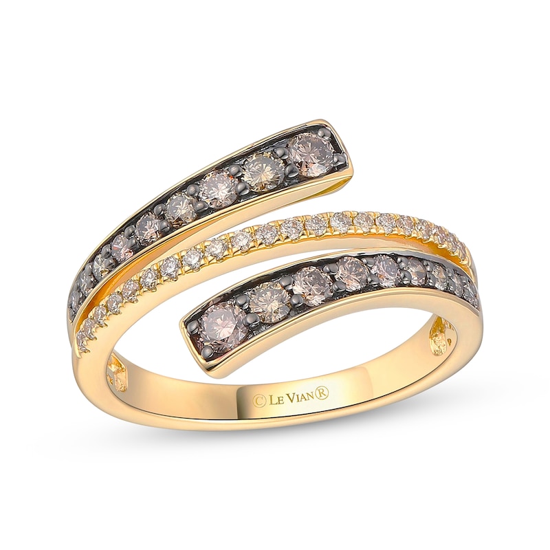 Main Image 1 of Le Vian® Good Karma 0.58 CT. T.W. Chocolate Diamond® and Nude Diamond™ Graduated Bypass Ring in 14K Honey Gold™