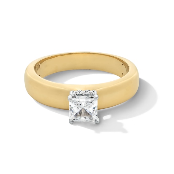 1.10 CT. T.W. Princess-Cut Diamond Solitaire Wide Band Engagement Ring in 14K Gold