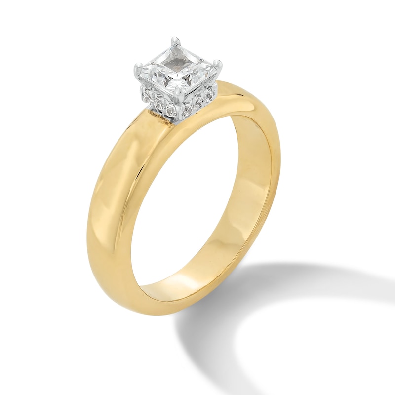 1.10 CT. T.W. Princess-Cut Diamond Solitaire Wide Band Engagement Ring in 14K Gold