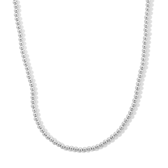 2.0mm Bead Necklace in Hollow Sterling Silver - 24”