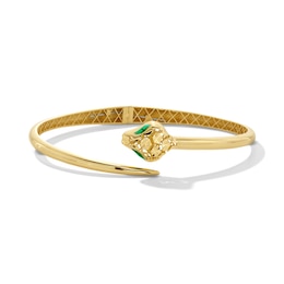 Diamond-Cut Snake Open Bypass Bangle in Semi-Solid 14K Gold