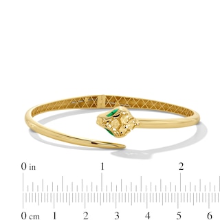 Diamond-Cut Snake Open Bypass Bangle in Semi-Solid 14K Gold