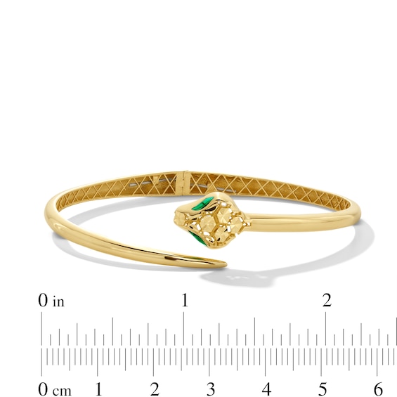 Diamond-Cut Snake Open Bypass Bangle in Semi-Solid 14K Gold