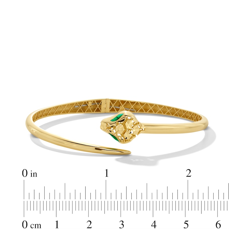 Diamond-Cut Snake Open Bypass Bangle in Semi-Solid 14K Gold