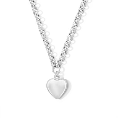 Puff Heart Drop Chain Necklace in Hollow Sterling Silver - 20”