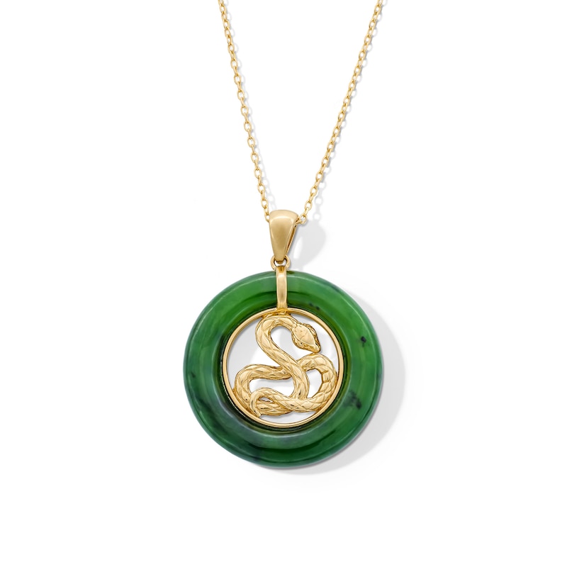 Main Image 1 of Jade Circle Snake Pendant in 14K Gold