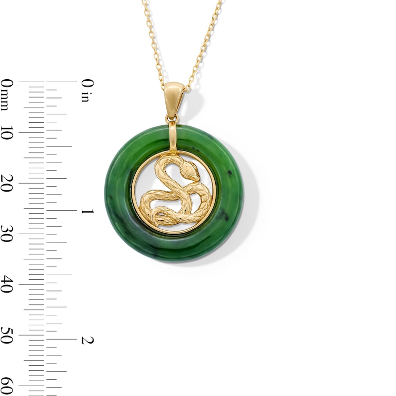 Main Image 4 of Jade Circle Snake Pendant in 14K Gold