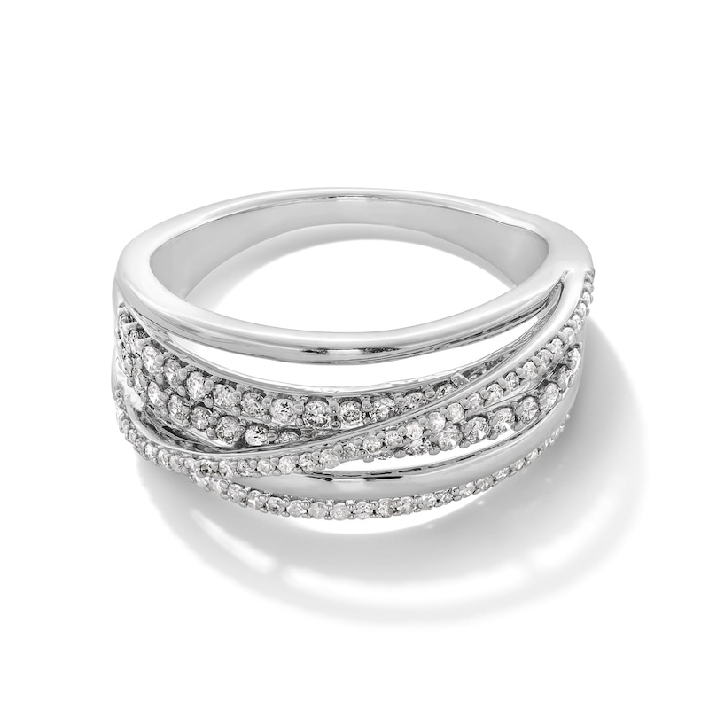 0.50 CT. T.W. Diamond Multi-Row Crossover Ring in Sterling Silver