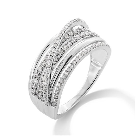 0.50 CT. T.W. Diamond Multi-Row Crossover Ring in Sterling Silver