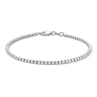 2.5mm Diamond-Cut Cube Link Bracelet in Solid Sterling Silver - 7.5”