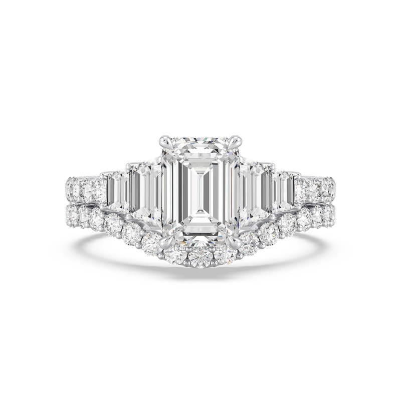 Enchanted Star Cinderella 3.95 CT. T.W. Emerald Certified Lab-Created Diamond Collar Engagement Ring in 14K White Gold