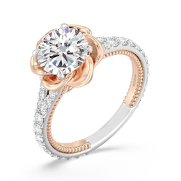 Enchanted Star Belle 2.69 CT. T.W. Certified Lab-Created Diamond Rose Split Shank Engagement Ring in 14K Two-Tone Gold