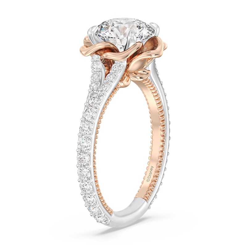 Main Image 2 of Enchanted Star Belle 2.69 CT. T.W. Certified Lab-Created Diamond Rose Split Shank Engagement Ring in 14K Two-Tone Gold