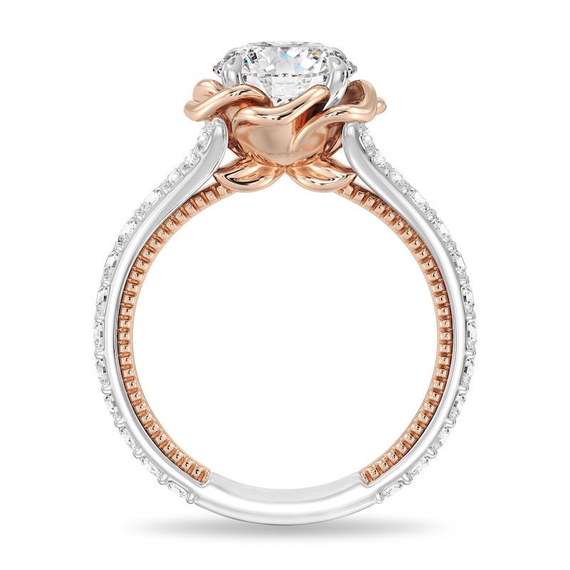 Main Image 3 of Enchanted Star Belle 2.69 CT. T.W. Certified Lab-Created Diamond Rose Split Shank Engagement Ring in 14K Two-Tone Gold