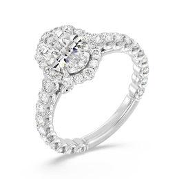 Enchanted Star Cinderella 2.80 CT. T.W. Oval Certified Lab-Created Diamond Frame Engagement Ring in 14K White Gold