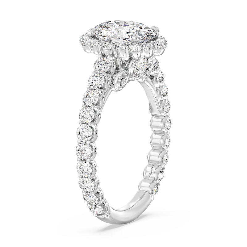 Main Image 2 of Enchanted Star Cinderella 2.80 CT. T.W. Oval Certified Lab-Created Diamond Frame Engagement Ring in 14K White Gold