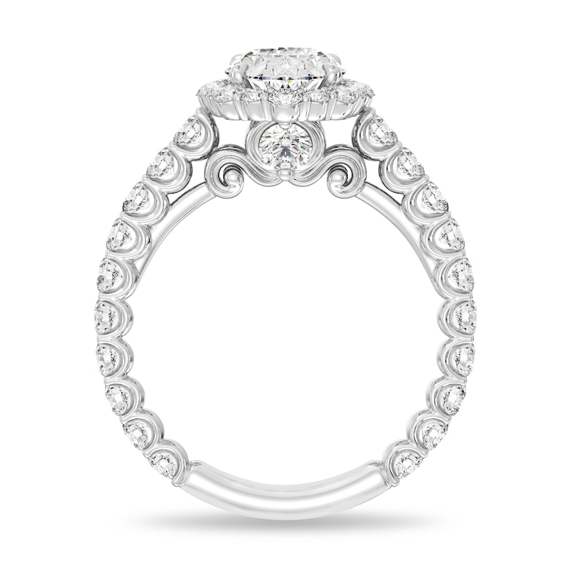 Main Image 3 of Enchanted Star Cinderella 2.80 CT. T.W. Oval Certified Lab-Created Diamond Frame Engagement Ring in 14K White Gold