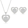 Thumbnail Image 1 of 0.45 CT. T.W. Heart-Shaped Multi-Diamond Frame Pendant and Stud Earrings Set in Sterling Silver