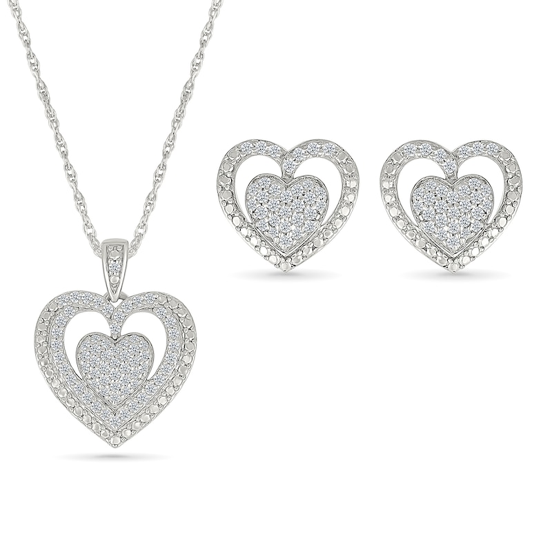 0.45 CT. T.W. Heart-Shaped Multi-Diamond Frame Pendant in Sterling Silver