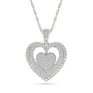 0.45 CT. T.W. Heart-Shaped Multi-Diamond Frame Pendant and Stud Earrings Set in Sterling Silver