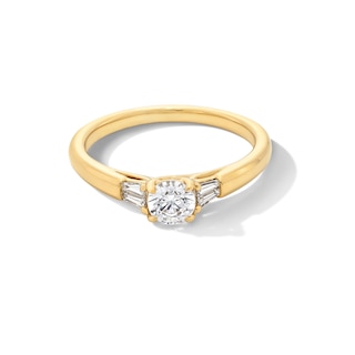 0.62 CT. T.W. Baguette and Round Diamond Collar Engagement Ring in 14K Gold