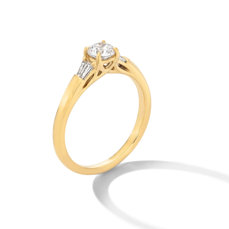 0.62 CT. T.W. Baguette and Round Diamond Collar Engagement Ring in 14K Gold